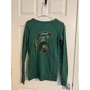 Pink 5th& Ocean Michigan State Green MSU Metallic Sweater Size Medium Cardigan